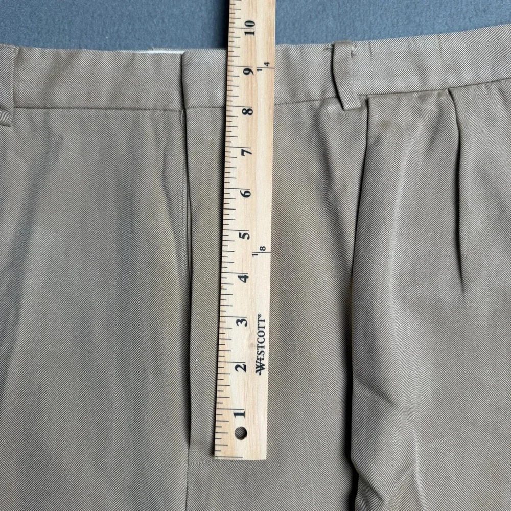 Polo Golf Ralph Lauren Mens 40x30 Tan Herringbone Silk Cotton Pleated Pants